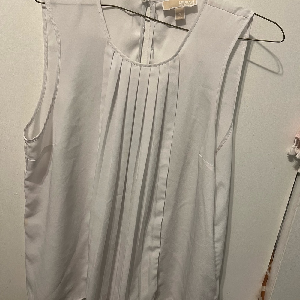 Michael Kors White Pleated Blouse
